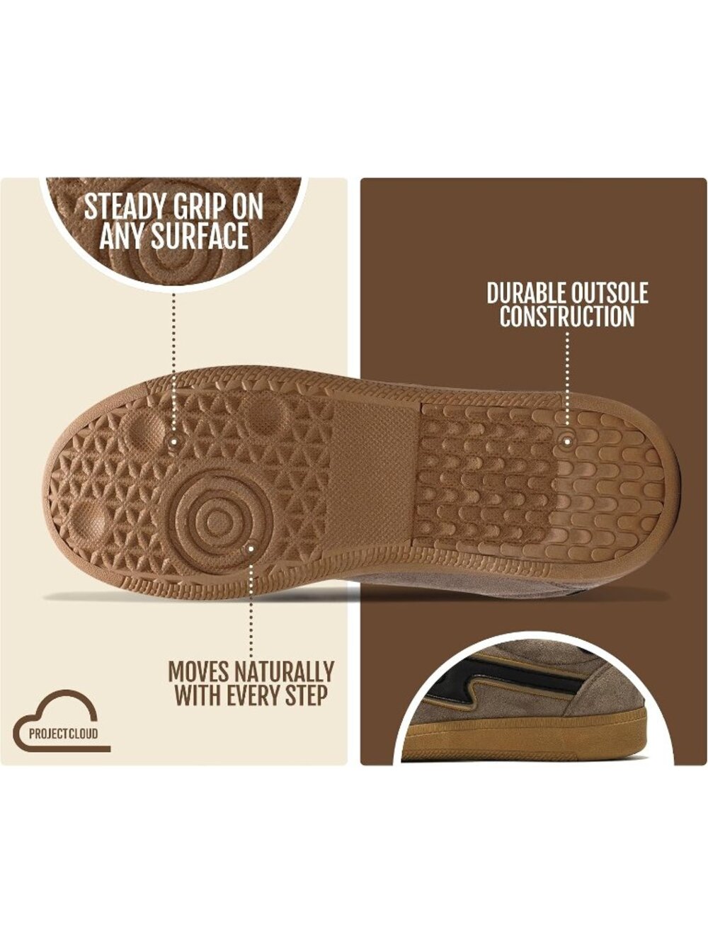 Project Cloud Women Light Taupe Sneakers Plush & Soft Memory Foam Insole Lace Up - Picture 4 of 5